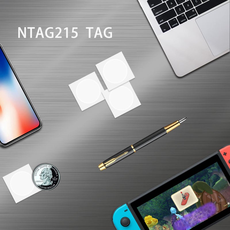 BABIQT 55 pcs NTAG215 NFC Stickers NFC Tag 25mm (1 inch) Blank Round NTAG215 NFC Tags Labels, 504 Bytes Memory NFC Chip for NFC-Enabled Smartphone and Nintendo Switch, Wii U & 3Ds - Image 3